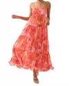 Promesa Blooming Bliss Floral Chiffon Tiered Maxi Dress In Pink In Orange
