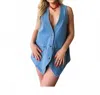 Promesa Bluebell Button Sleeveless Vest In Blue