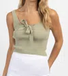 PROMESA BOW BLISS KNIT RIBBED TANK IN SAGE