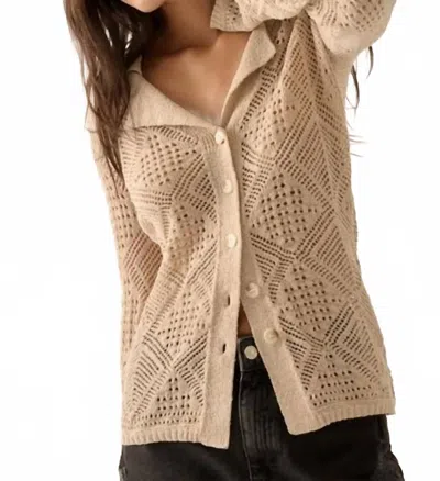 Promesa Button Up Knit Top In Beige