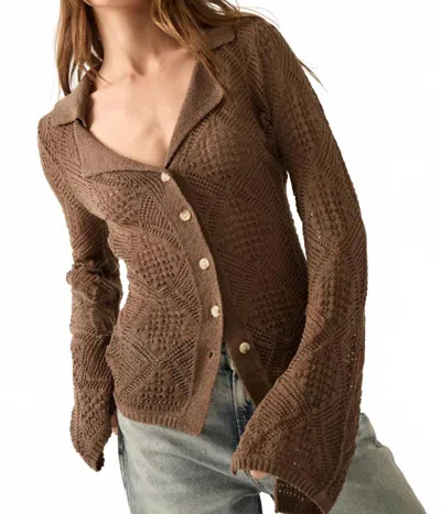 Promesa Button Up Knit Top In Espresso In Brown