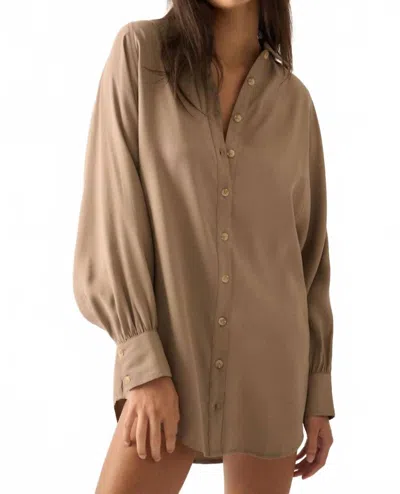 Promesa Button-front Shirt Mini Dress In Espresso In Brown