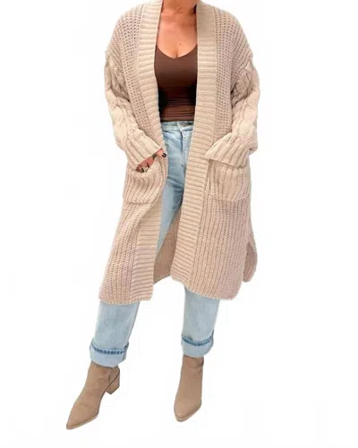 Promesa Cable Knit Cardigan In Oatmeal In White