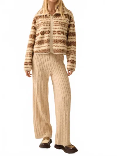 Promesa Cable Knit Wide-leg Sweater Pants In Coconut Milk In Brown