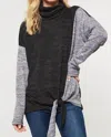 Promesa Color Block Knit Top In Charcoal/black In Grey