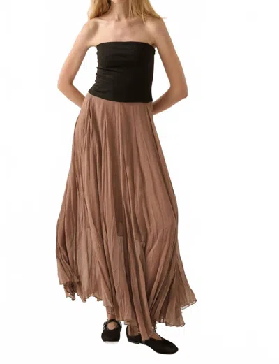 Promesa Colorblock Strapless Textured Chiffon Maxi Dress In Black, Taupe In Multi
