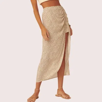 Promesa Cora Floral Ruched Side Slit Skirt In Multi In Neutral