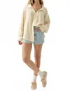 Promesa Cotton Raw-edge Button-up Shirt In Cream In Neutral