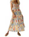 Promesa Crystal Ruffle Strap Midi Dress In Blue/butter In Multi