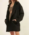 Promesa Double Breasted Overcoat In Black In Black