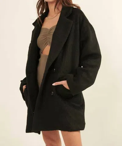 Promesa Double Breasted Overcoat In Black