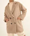 Promesa Double Breasted Overcoat In Stone In White