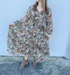 Promesa Fall Blooms Tiered Floral Midi Prairie Dress In Multi