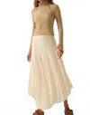 Promesa Floral Embroidered Midi Skirt In Cream In Nude