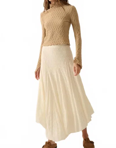 Promesa Floral Embroidered Midi Skirt In Cream In Nude