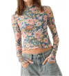 Promesa Floral Mesh Top In Blue/green In Multi