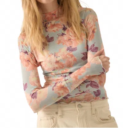 Promesa Floral Mesh Top In Pink/blue