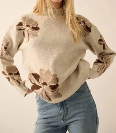 Promesa Floral-pattern Knit Mock-neck Sweater In Coconut Milk In Multi