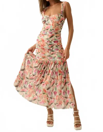 Promesa Franny The Floral Mesh Maxi Dress In Cream/pink In Multi
