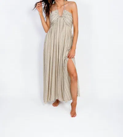 Promesa From The Source Pocketed Halter Maxi Dress In Black/cream