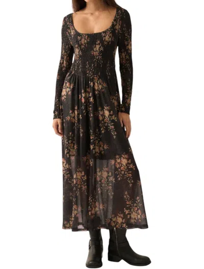 Promesa Heather Floral Smocked Maxi Dress In Black