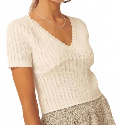 Promesa Keep It Simple Scalloped Pointelle Crop Top In White In Neutral