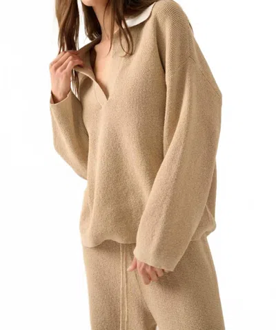 Promesa Knit Long Sleeve V Neck Sweater In Taupe In Gray