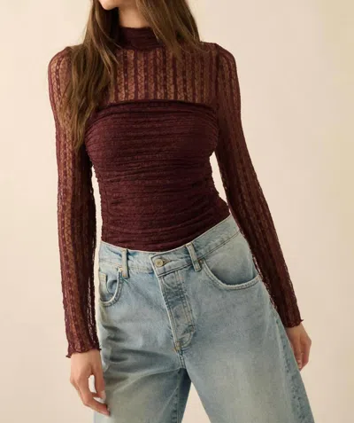 Promesa Lace Bodysuit In Burgundy In Brown