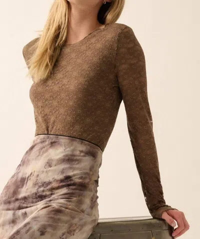 Promesa Lace Woven Bodysuit In Brown