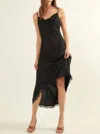 Promesa Laced Midi Dress In Black In Black