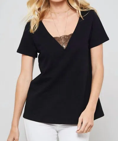 Promesa Lace-trimmed Burnout V-back Tee In Black