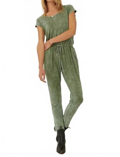 Promesa Mineral Washed Finish Knit Jumpsuit In Green