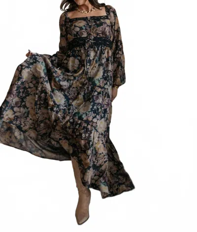 Promesa Misty Meadow Floral Button-up Maxi Prairie Dress In Brown In Neutral