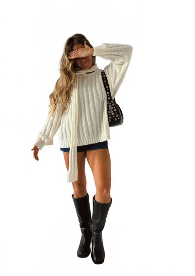 Promesa Oversized Scarf Sweater In Cream In White