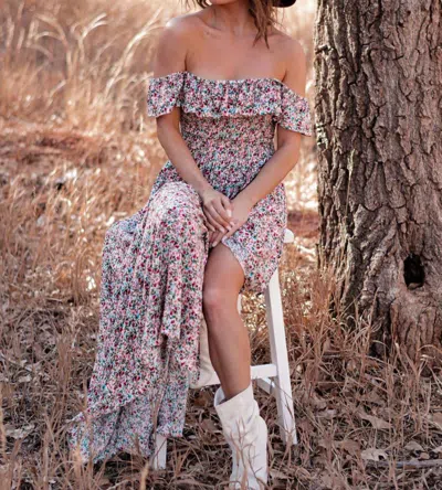 Promesa Picture Perfect Moments Off Shoulder Maxi Dress In Multicolor