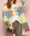Promesa Rainbow Ombré Colorblock Cardigan In Blue