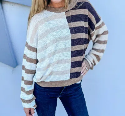 Promesa Raise The Bar Striped Rib Knit Sweater In Multi