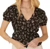 Promesa She's A Cutie Floral Top In Black In Black