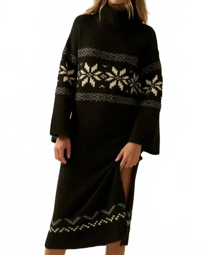 Promesa Snowflake Sweater Midi Dress In Black