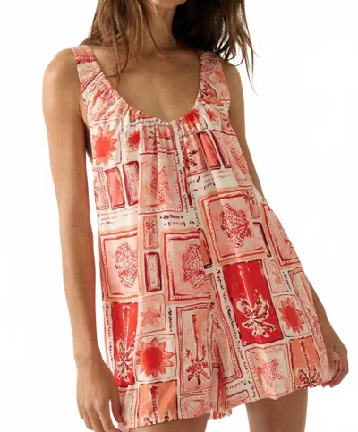 Promesa Solana Tie Back Romper In Red Orange In Multi