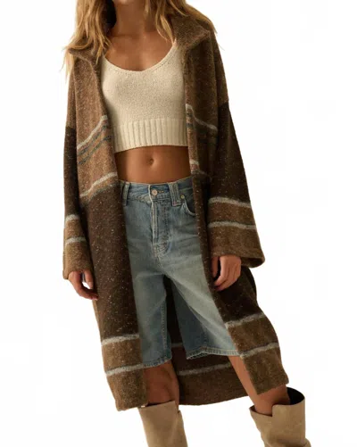 Promesa Striped Confetti Duster Cardigan Top In Taupe In Brown