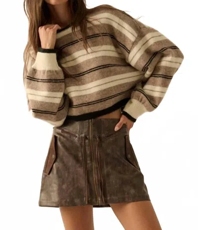 Promesa Striped Dolman Sleeve Sweater In Taupe In Brown