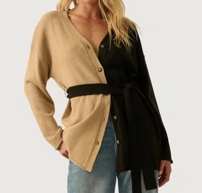 Promesa Taylor Belted Cardigan In Beige In Multi