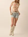 Promesa Floral Mesh Top In Cream In Multi