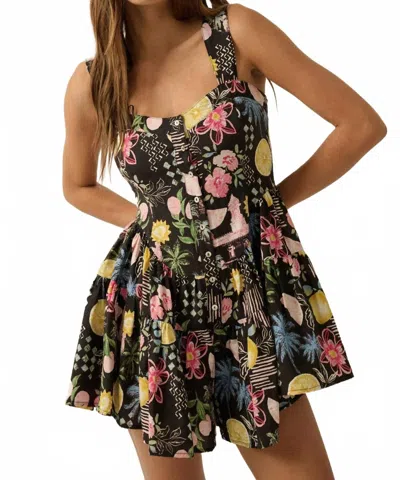 Promesa Tropical Floral-print Tiered Sleeveless Romper In Multi