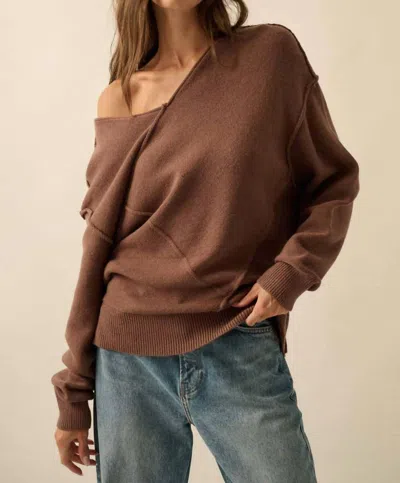 Promesa V-neck Panelled Sweater In Baked Plum In Brown