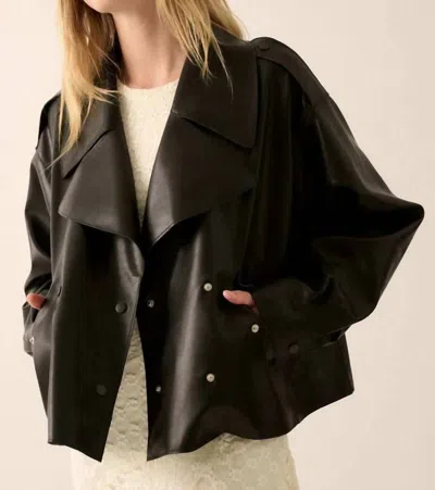 Promesa Vegan Double Breasted Motorcycle Jacket In Black