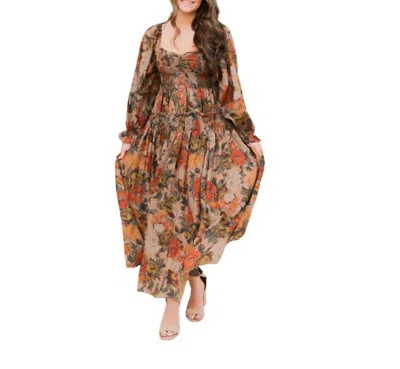 Promesa Victoria Floral Maxi In Orange