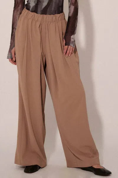 Promesa Wide Leg Elastic Waist Pants In Taupe In Grey
