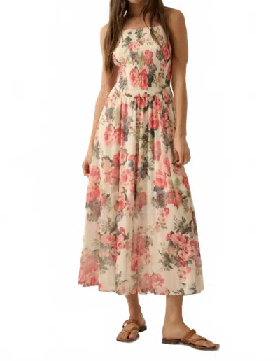 Promesa Women's Floral Mesh Smocked-bodice Cami Maxi Dress In Cream In Multi